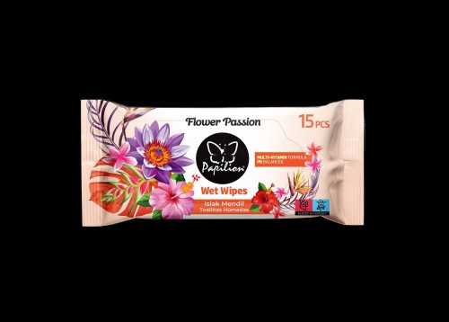 PAPILION TRAVEL WIPE 15 PCS  FLOWER PASSION MIX-PODRÓŻNE CHUSTECZKİ NAWİLŻANE