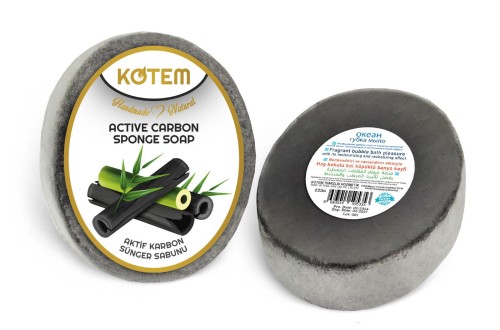 KOTEM MYDEŁKO NATURALNE Z GĄBKĄ 125 G –  AKTYWNY WĘGIEL
