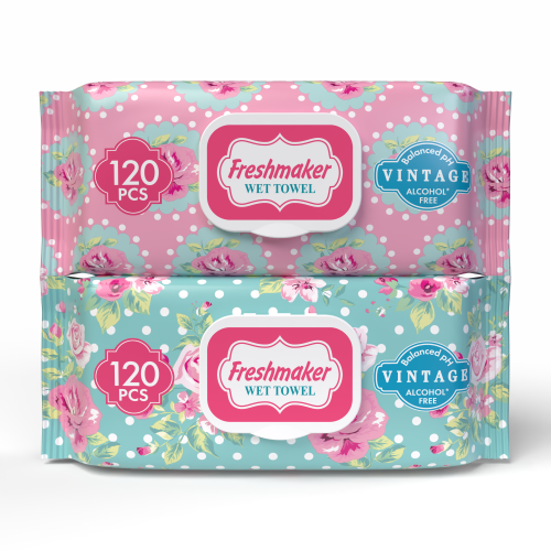 FRESHMAKER 120 pcs VINTAGE WET WIPES  with fliptop             